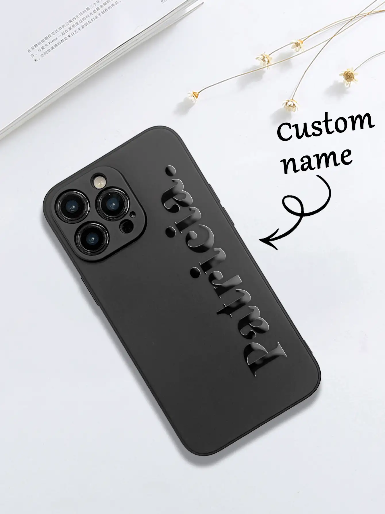 1 件装定制名字手机壳，个性化名字设计手机壳，定制名字手机壳，带照片的个性化手机壳，定制图片手机壳，周年纪念礼物，情人节礼物，生日礼物，结婚礼物，母亲节礼物，父亲节礼物，送给闺蜜的礼物，送给爸爸妈妈的礼物，送给男朋友的礼物，适用于 11/12/13/14/15 Pro Max，Galaxy A15/A25/A35/A55/S23/24 Ultra 系列，季节精选，2025 款手机壳，永恒的爱，国际版，非国内版 - 黑色 - 查看 3