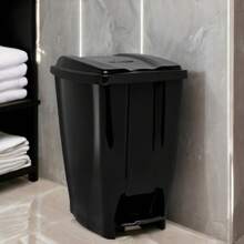 Rubbish Bin With Pedal 7 Liters Black Reinforced Resistant Bathroom Kitchen - 黑色 - 查看 1