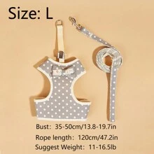 1 pieza Arnés para mascotas con patrón de lunares con 1 pieza correa para perro para exterior - Gris - Ver 14