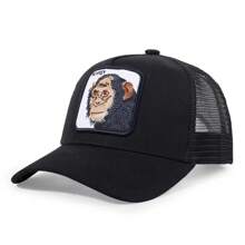 1入組男士時尚動物刺繡嘻哈彩色拼接棒球帽，半網眼透氣運動帽，適用於夏日日常穿搭 - 刺繡 - 查看 14