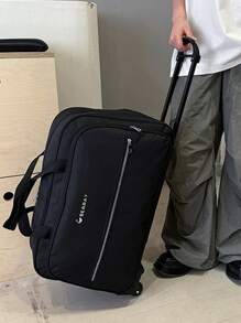 1 件简约时尚防水旅行包拉杆包软包男女行李包带轮拉杆旅行包登机包可折叠大容量行李箱过夜包健身包行李袋周末行李袋随身包大学生包行李袋周末包医院包假日冬季 - 黑色 - 查看 1