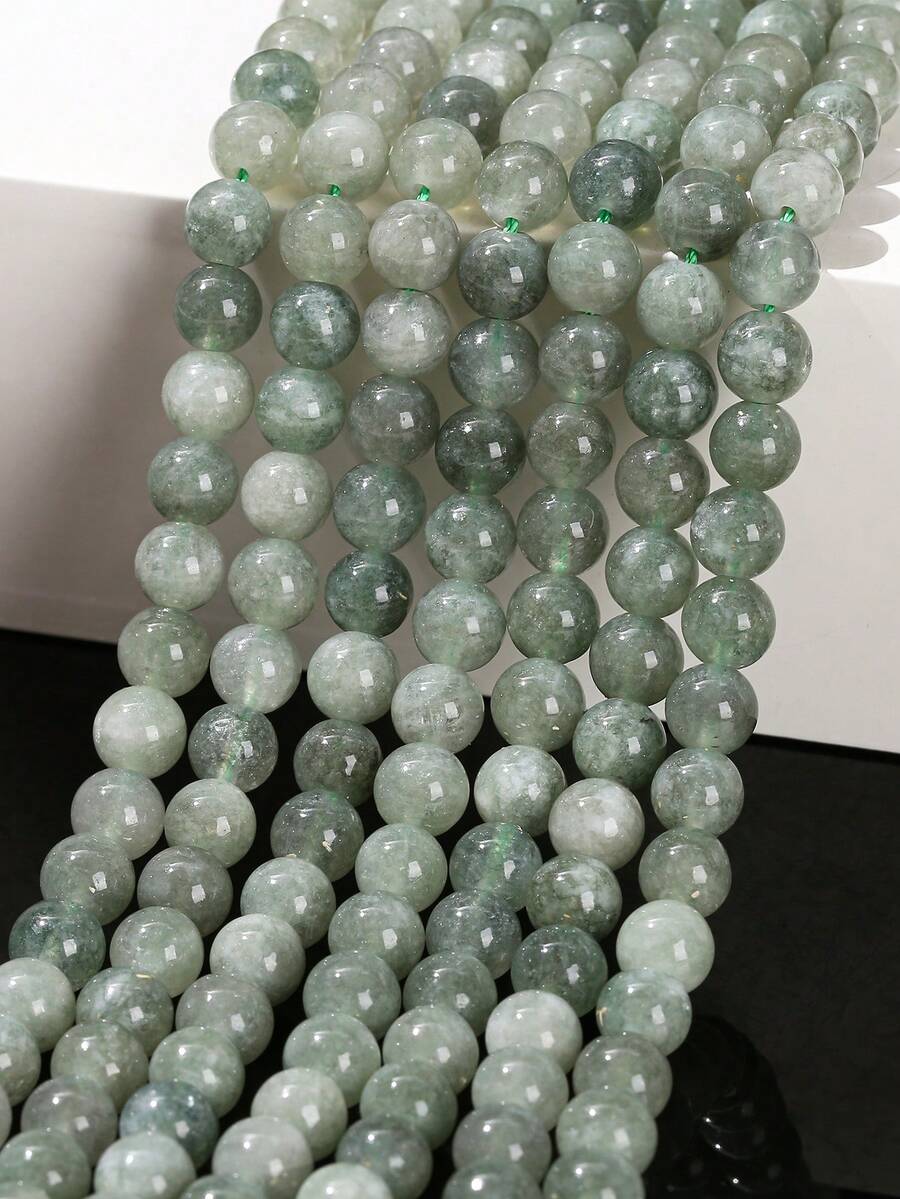 1入組6/8/10mm冰種翡翠石英拋光圓珠，手工DIY手鏈、項鏈、珠寶製作散珠 - 墨綠色 - 查看 1