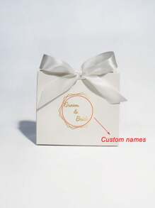 10pcs/50pcs Customizable Marble-Style Mini Gift Box With Gold Ribbon, Perfect For Personalized Wedding Favors, Anniversary Gifts, And Special Date Keepsakes - White Box Customization - View 12