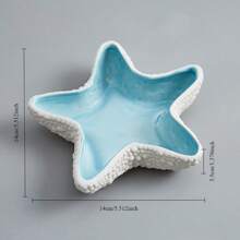 NJCHARMS 1pc Ceramic Conch Starfish River Clams Tray, Blue Creative Storage Bowl Trinket Tray, Jewelry Organizer Dish Bracelet Earrings Necklace Storage Candy Container For Entryway Table Birthday Home Party Decor Back To School