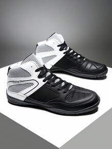Men's Professional Wrestling Shoes Boxing Training Shoes Sole Slip Resistance Strong Ventilation Performance Good - Black and White - View 10