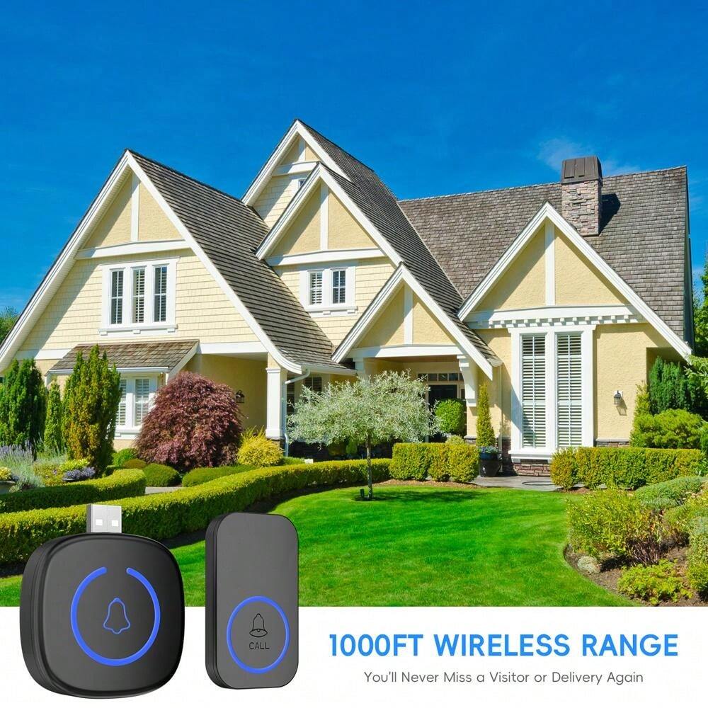 Videocamera Campanello Wireless, Videocamera di Sicurezza 2.4G WIFI Smart 1080P HD con Suoneria, Telecamera Doppio Uso Giorno e Notte con Rilevamento UmanoBidirezionale per