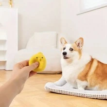 1 件装卡通小黄鸡图案狗狗发声玩具，宠物耐用乳胶咀嚼磨牙清洁球，带吱吱叫的狗玩具球，互动训练宠物用品 - 彩色 - 查看 5