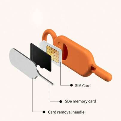 1/2pcs Smiling Face-Shaped Anti-Lost Card Removal Needle Cover, SIM Card Removal Openning Tool, Silicone SIM Card Disassembly Tool As Gifts