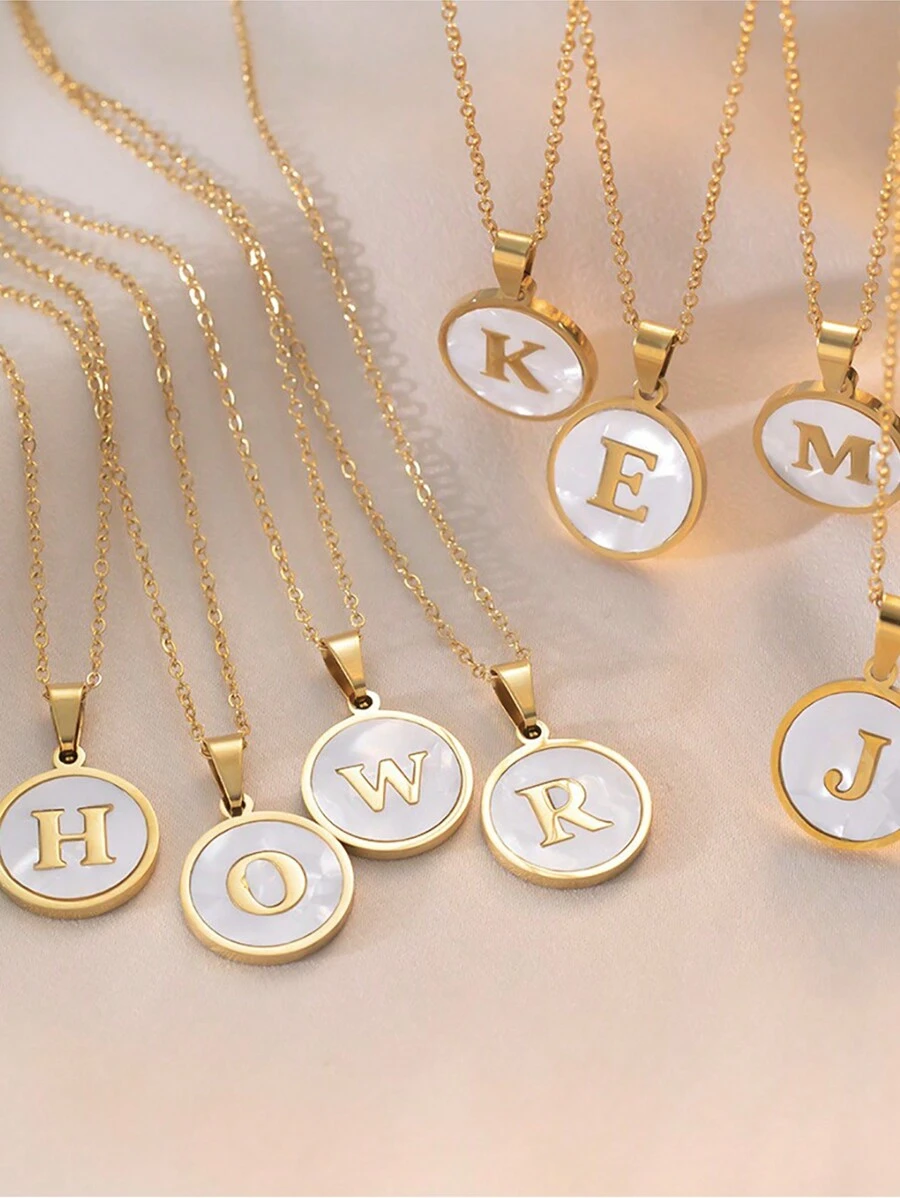 1pc Gold Name Initial Pendant Necklace, A-Z Option, Suitable For Daily Wear