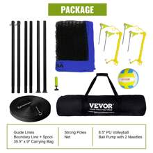Outdoor Portable Volleyball Net System, Adjustable Height Steel Poles, Professional Volleyball Set With PVC Volleyball, Pump, Carrying Bag, Heavy Duty Volleyball Net For Backyard, Beach, Lawn - Blue - View 6