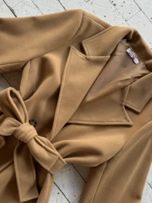 Women's Overcoat With Belt, Thick Boiled Wool, Winter - Camel - View 2
