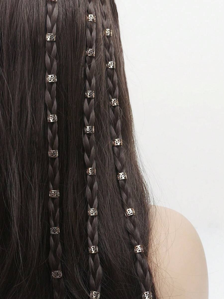 40 piezas de anillos para el cabello en tono dorado para mujeres y niñas, accesorios para el cabello de trenzas, tocados, estilo urbano, hip-hop, punk y Y2K