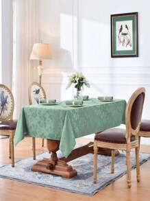 Waterproof Jacquard Rectangle Tablecloth, Thick Fabric With Leaf Pattern For Dining, Party And Holiday Decoration