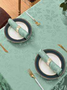 Waterproof Jacquard Rectangle Tablecloth, Thick Fabric With Leaf Pattern For Dining, Party And Holiday Decoration