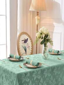 Waterproof Jacquard Rectangle Tablecloth, Thick Fabric With Leaf Pattern For Dining, Party And Holiday Decoration