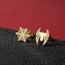 1 Đôi Inox Thời Trang Nữ Ngộ nghĩnh Nhện Và Mạng Nhện Động Vật Khí Quyển Đảng Quà Tặng - GED767 - Xem 2