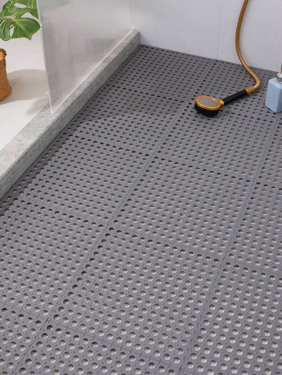 Bathroom Anti-Slip Mat, Shower Room Bathtub Floor Rug, Waterproof Perforated Toilet Bath Mat - Grey - View 1