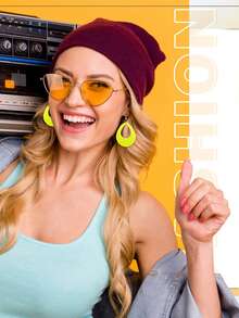 Xiacheng 6 Pairs/Set 80s 90s Neon Earrings For Women Retro Pendant Acrylic Drop Dangle  Earrings Set For 80's Outfit Glow Party Accessories - Bright - View 2