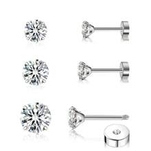 DAILI 12对不锈钢立方氧化锆耳钉，彩色诞生石水钻装饰耳钉，适合女性和女孩，生日礼物，约会之夜和日常佩戴饰品 - 銀色 - 查看 19