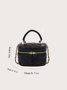 Lightweight Mini Bag, Chain Bag, Quilted Bag, Clutch, Bucket Bag, Crossbody Bag, Suitable For Girls, College Students And Office Ladies, Perfect For Office, University, Work, Business, Commuting, Outdoor, Travel, Picnic And Other Occasions - Black - View 5
