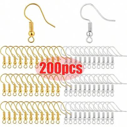 50/100/200pcs DIY Earring Accessories Earring Hooks Stainless Steel Hypoallergenic Earring Making Supplies
