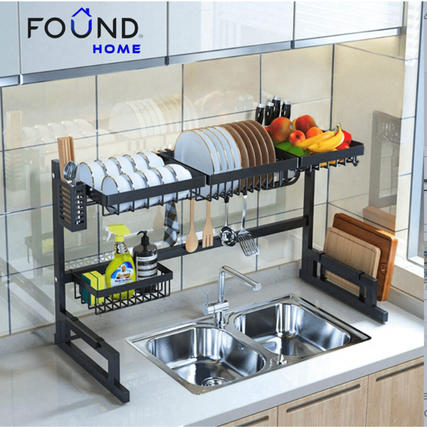 FOUND HOME Escurridor De Platos Trastes 2 Niveles Ajustable 85-100cm EP-285