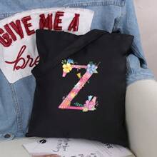 Dames Boodschappentassen Schoudertassen Grote capaciteit Tote tassen Roze Bloemenprint Canvas Handtassen Opbergtassen Dames Casual Pendelaar Vest Tas - Zwart - Bekijken 26