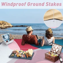 PY SUPER MODE Picnic Blankets Extra Large, Waterproof Foldable Outdoor Beach Blanket Oversized 83x79" Sandproof, 3-Layer Picnic Mat For Camping, Hiking, Travel, Park, Concerts(Abstract Pink) - Geometric powder - View 5