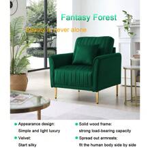 Channel Tufted Green Velvet Singel Living Room Sofa Accent Chair - Green - View 4