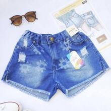 bermuda infantil menina short jeans feminino chorte juvenil feminina destroyed roupa 10 a 16 Anos
