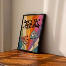 蘑菇不要绊倒小东西印刷品 - 色彩缤纷的复古艺术，时髦时髦的大胆，20 世纪 70 年代 1960 年代，迷幻之旅，嬉皮士，无框架礼物生日毕业 - 彩色 - 查看 2