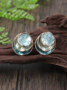 1 Par de brincos de argola redondos, Multicamadas e coloridos de liga de zinco esmaltados, elegantes e minimalistas, criativos e originais, adequados para uso diário de mulheres, banquetes, festas e presentes de madrinhas.
