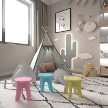 1 Ghế ngồi bơm hơi PE màu trơn cho trẻ em, Ghế nhỏ lắp ráp bằng nhựa có thể tháo rời cho trẻ mẫu giáo, Ghế đẩu hoạt hình dày cho trẻ em trong nhà/ngoài trời, Ghế đẩu vuông - Nhiều màu - Xem 2