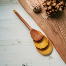 COLHER DE PAU KIT COM 5 UNIDADES - Marrom Claro - Visão 4