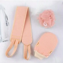 3pcs Bathing Set With Coarse Sand Long Scrubbing Towel, Back Scrubber Strap, And Mud Remover, Strong For Adults, Men, And Women - Multicolor - View 5