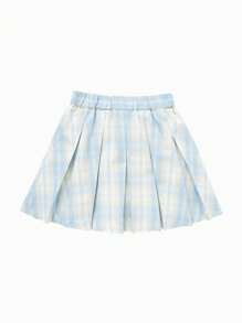 Balabala Tween Girl Skirt Autumn Girls' Skirt Big Kids Sweet Fresh Light Plaid Pleated Skirt - Blue - View 5