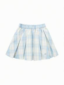 Balabala Tween Girl Skirt Autumn Girls' Skirt Big Kids Sweet Fresh Light Plaid Pleated Skirt - Blue - View 4