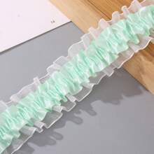 5m Double Layer Elastic Snow Yarn Pleated Lace Trim, 4cm Width, For DIY Hair Accessories, Cheerleading Fan Support Clothing, Cuffs And Supplies