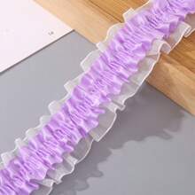 5m Double Layer Elastic Snow Yarn Pleated Lace Trim, 4cm Width, For DIY Hair Accessories, Cheerleading Fan Support Clothing, Cuffs And Supplies