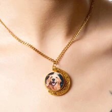 4 件/套或 1 件个性化照片项链 - 生动的定制图像吊坠 - 男女通用的情感礼物，适合特殊场合 - 旋转银月亮吊坠，生日礼物 - 金色月亮 - 查看 6