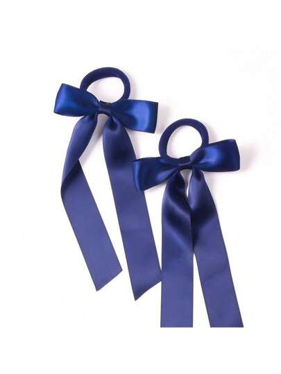 2 piezas Lazos para el cabello largos de poliéster para niñas, accesorios para el cabello con estilo y personalizados para uso diario a precios asequibles, lindos