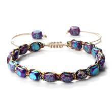 Pulseira de Corda Trançada Feita à Mão com Contas de Pedra Natural, Estilo Vintage Boêmio, Meditação Yoga, Presente de Joias de Sorte