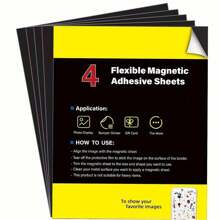 带粘性背衬的磁性纸 - 每张 4 英寸 X 6 英寸/5 英寸 X 7 英寸/8 英寸 X 10 英寸 - 具有强力自粘性的柔性磁性纸 - 用于照片和图片磁铁、贴纸和其他工艺磁铁的粘性磁性纸，是最佳礼物 - 黑色 - 查看 15