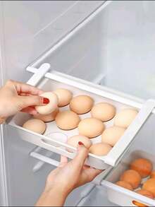 1pc RV Kitchen Hanging Organizer, Refrigerator Egg Fruit Storage Box Drawer Type Food Crisper Box Kitchen Accessories Refrigerator Organizer Shelf - White - View 5