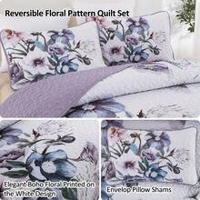 3 Pieces Purple Flower Quilt Sets Queen King Bedspread Coverlet Set ,Soft Lightweight Microfiber Bedding Set For All Season 96"X90",104"X90 - Purple - View 8