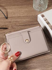 Ví ngắn thời trang có khóa kéo nhiều ngăn đựng tiền xu kèm chữ cái Ví đựng thẻ Ví đựng danh thiếp Ví đựng thẻ tín dụng Ví đựng thẻ dành cho nữ Ví mini Ví đựng thẻ Ví đựng chìa khóa Ví đựng thẻ - Màu Lilac Tím - Xem 3