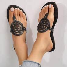 Women's Sandals Walking Non-Slip Casual Summer Beach Shoes Leather Slippers - 黑色 - 查看 4
