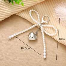 1件装女士蝴蝶结仿珍珠手机吊坠链 Y2K 爱心耳机盒背包装饰配件创意汽车钥匙扣情人节礼物纪念品汽车配件包饰学校信件可爱哥特圣诞节包饰汽车老师朋友姐妹礼物创意