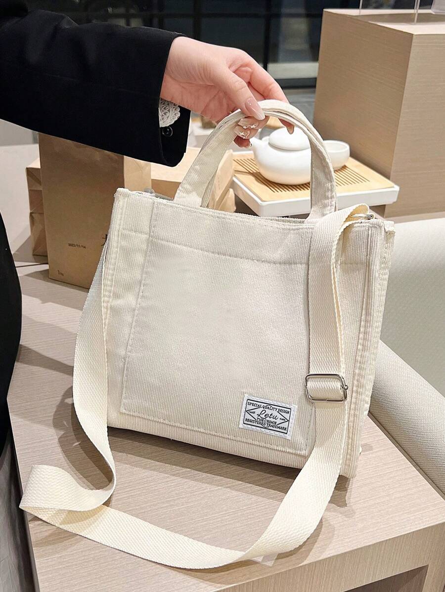 Túi xách thời trang cổ điển xu hướng mới phù hợp, túi đeo vai, túi đeo chéo đơn giản cho nữ, sức chứa lớn - Màu be - Xem 1