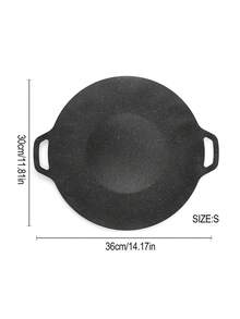 1pc Round Non-Stick Grill Pan, Multi-Functional Large & Small Size Barbecue Frying Pan, Outdoor Camping Portable Iron Griddle Cookware Accessory - Multicolor - View 14